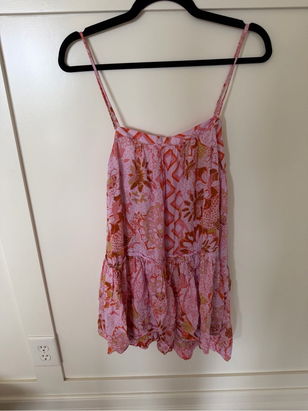 Free People Pink and Orange Floral Mini Dress